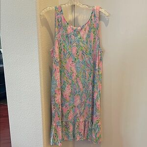 Lilly Pulitzer Pink and Green lattice V back Mini Dress